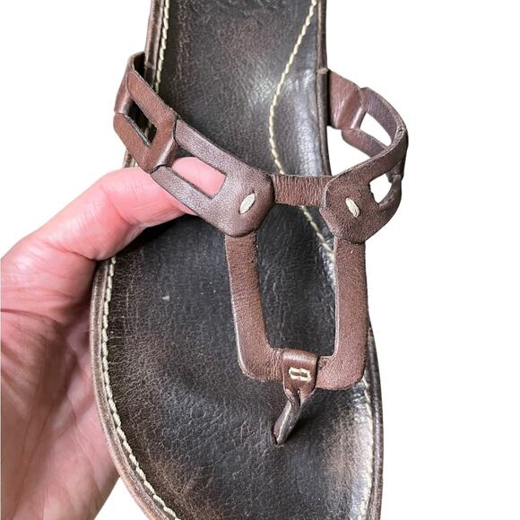 TIMBERLAND Brown Leather Thong Chain Detail ‎ Sandals Size 8 - Picture 2 of 8